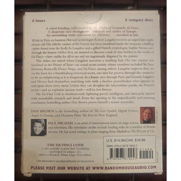 The Da Vinci Code: A Novel by Dan Brown 2010 Audiobook 6 Hours 6 Cds - Picture 2 of 2